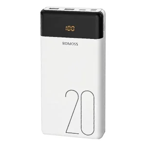 پاوربانک روموس ۲۰۰۰۰ میلی‌آمپر ۱۸ وات مدل Romoss LT20 دارای نمایشگر LED