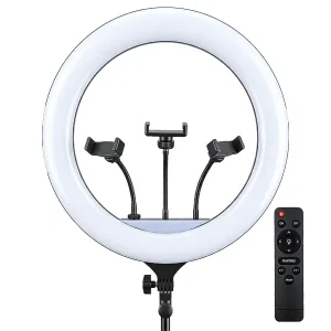 رینگ لایت ۱۸ اینچی هیرو (HERO) مدل YQ-460A | دارای ۳ هولدر موبایل، ریموت کنترل و آداپتور