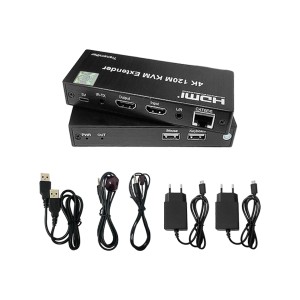 مبدل و اکستندر 120 متری KVM HDMI مدل 4K (انتقال تصویر و USB روی کابل شبکه)