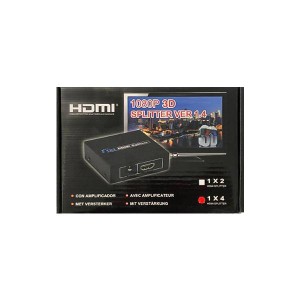 اسپلیتر HDMI چهار پورت 1x4 نسخه 1.4 | فول اچ‌دی 1080P سه‌بعدی با آمپلیفایر و آداپتور 3