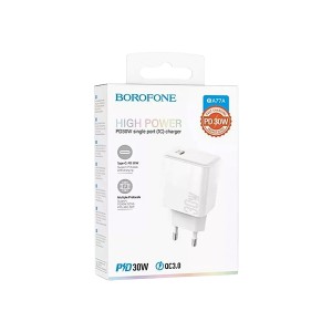 شارژر دیواری 30 وات بروفون BA77A | آداپتور فست شارژ تایپ سی3