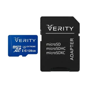 کارت حافظه 128 گیگابایت MicroSDXC وریتی (Verity) با آداپتور | کلاس 10 استاندارد U3