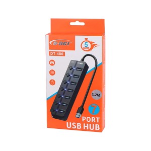 هاب 7 پورت USB 3.0 دی‌نت (D-Net) مدل DT-480 کلیددار آداپتورخور3