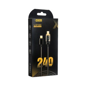 کابل تایپ سی به تایپ سی نگزاس 240 وات مدل LX103 (طول 1.2 متر نمایشگر دار)2