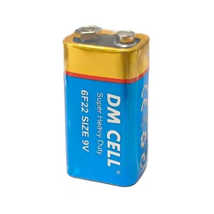 باتری کتابی دی‌ام سل (DM CELL) مدل 6F22 ولتاژ ۹ ولت (بسته ۱۲ عددی)