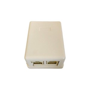 پریز روکار تلفن دو پورت چسبی RJ11 ابعاد 4x6x2.5 سانتی‌متر