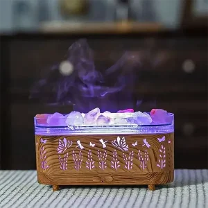 دستگاه بخور سرد و خوشبوکننده هوا هولد می مدل HOLDMAY KP-6046S طرح چوب و سنگ نمک2