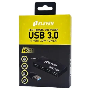 هاب ۴ پورت USB 3.0 ایلون مدل H301 طول کابل ۱۵ سانتی‌متر با پشتیبانی از آداپتور3