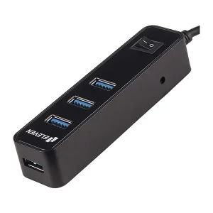 هاب ۴ پورت USB 3.0 ایلون مدل H302 طول کابل ۱.۲ متر کلید دار با پشتیبانی از آداپتور3