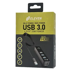 هاب ۴ پورت USB 3.0 ایلون مدل H302 طول کابل ۱.۲ متر کلید دار با پشتیبانی از آداپتور4