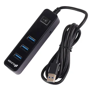 هاب ۴ پورت USB 3.0 ایلون مدل H302 طول کابل ۱.۲ متر کلید دار با پشتیبانی از آداپتور