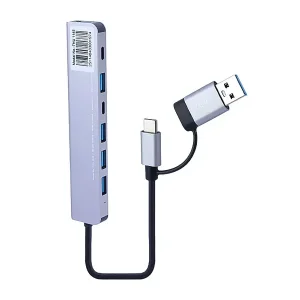هاب ۷ پورت USB و Type-C تسکو مدل THU 1148 بدنه آلومینیومی با تبدیل دوکاره USB-A و تایپ‌سی