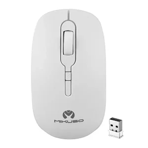 ماوس بی‌سیم میکوسو MIKUSO مدل MOS-W085 با دانگل نانو 2.4GHz و کلید تنظیم DPI رنگ سفید