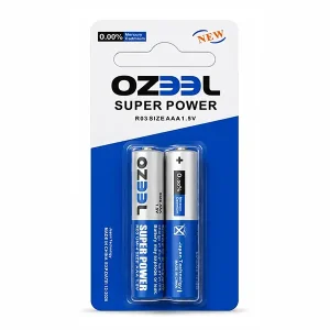 باتری نیم‌قلمی OZEEL مدل Super Power سایز AAA - بسته ۲ عددی