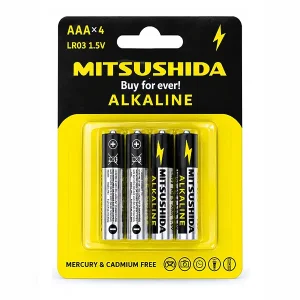 باتری نیم‌قلمی آلکالاین میتسوشیدا (Mitsushida) مدل LR03 بسته ۴ عددی