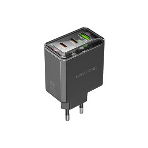 شارژر دیواری فست شارژ ۶۵ وات بروفون مدل BAS34A مجهز به تکنولوژی GaN و ۳ پورت خروجی Type-C و USB