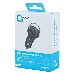 شارژر فندکی ۶۰ وات اکسیژن (Oxygen) مدل AC-14 (3 پورت فست شارژ - 2PD + QC3.0)4