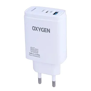 شارژر دیواری ۳۵ وات اکسیژن (Oxygen) مدل CH-3 (دو پورت PD + QC3.0)