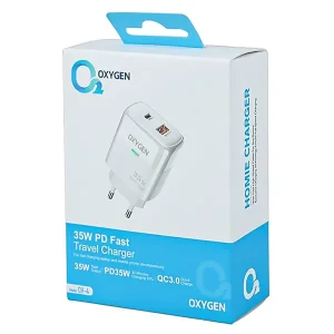 شارژر دیواری ۳۵ وات اکسیژن (Oxygen) مدل CH-4 (دو پورت PD + QC3.0)3