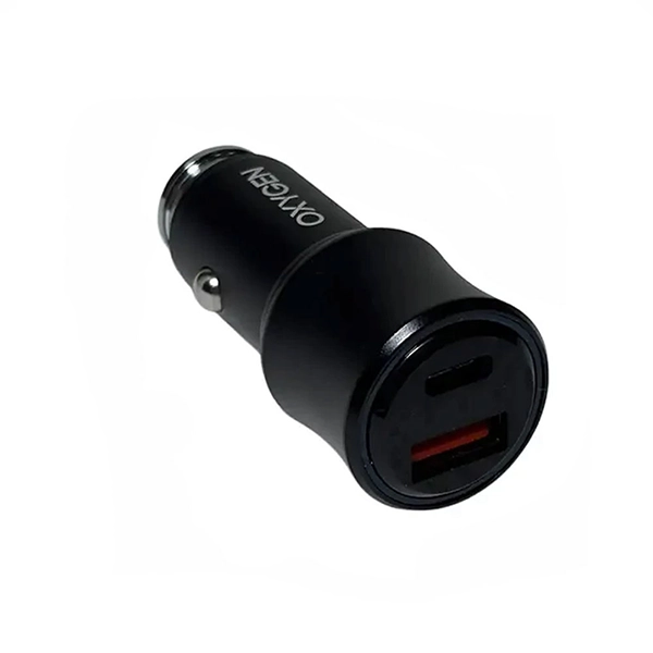 شارژر فندکی دو پورت اکسیژن مدل AC10 توان 52.5 وات، بدنه فلزی، PD و QC3، چراغ‌دار