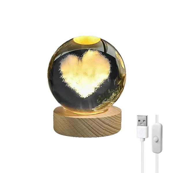 چراغ خواب گوی کریستالی سه بعدی طرح قلب