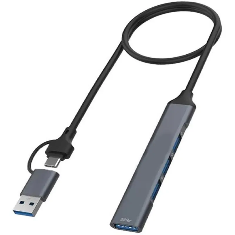 هاب ۴ پورت USB 3.0 پی‌نت مدل P-net P-3619 (رابط دوگانه Type-C و USB - بدنه فلزی)