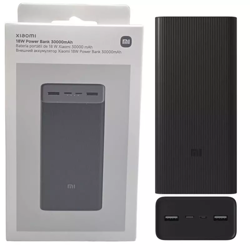 پاوربانک ۳۰۰۰۰ میلی‌آمپر شیائومی مدل Mi Power Bank 3 (PB3018ZM) - فست شارژ ۱۸ وات