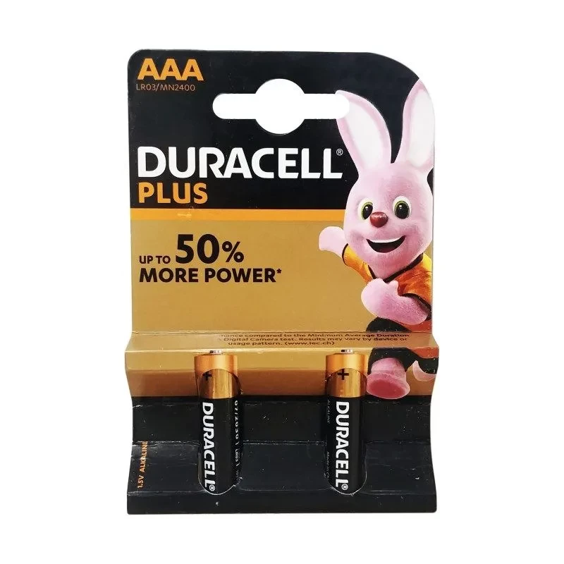 باتری نیم قلمی آلکالاین دوراسل Duracell مدل Plus AAA (بسته 2 عددی)
