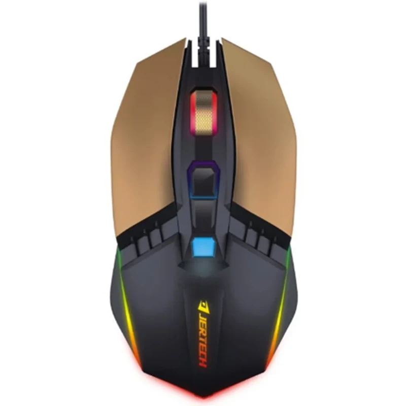 ماوس مخصوص بازی جرتک (Jertech) مدل RUMBLE JR800 رنگ طلایی (کف فلزی، 4800 DPI)