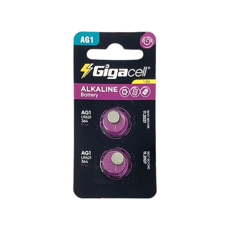 باتری سکه ای گیگاسل مدل AG1 (LR621) بسته 2 عددی | ریزنقشِ پرقدرت برای ساعت‌ها