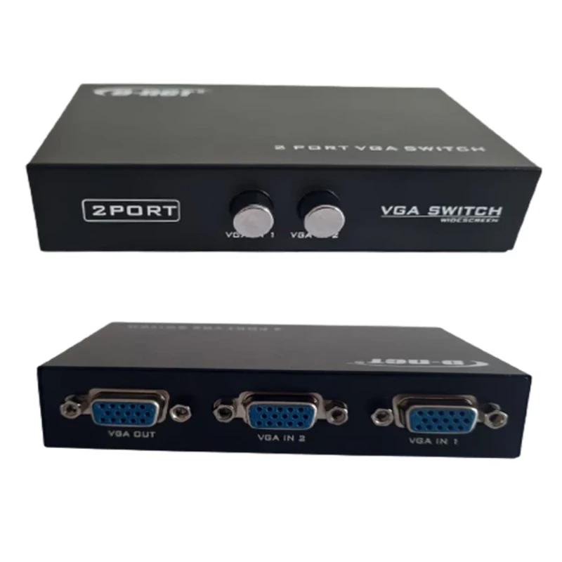سوئیچ تصویر VGA دو پورت دستی دی‌نت (D-net) بدنه فلزی