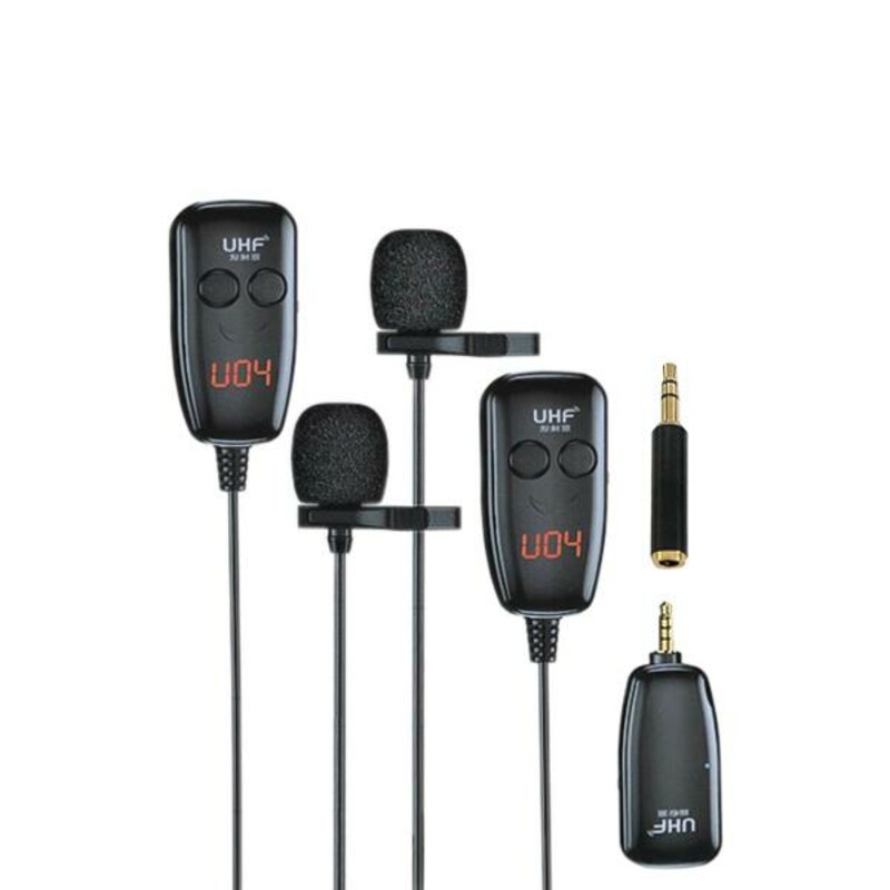 میکروفون یقه‌ای بی‌سیم دوگانه (Dual) مدل UHF-040 با رابط AUX