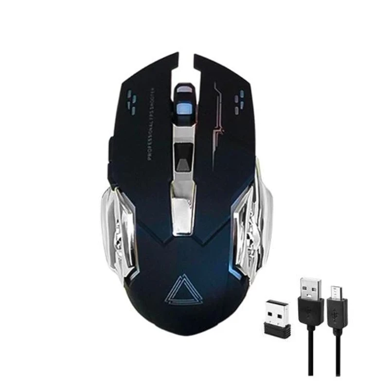 ماوس گیمینگ بی‌سیم شارژی مدل T2 | سایلنت، ارگونومیک با نورپردازی RGB