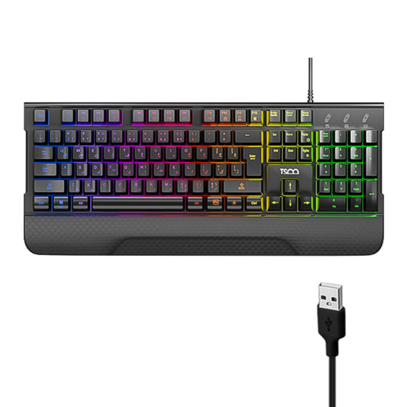 کیبورد سیمی تسکو مدل TK 8085 GA (نورپردازی RGB / دارای استراحتگاه مچ دست)