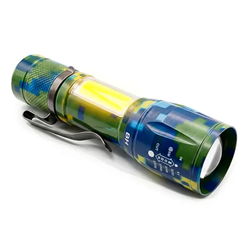 چراغ قوه پلیسی ارتشی زوم‌دار مدل T3-133 (چراغ جانبی COB)