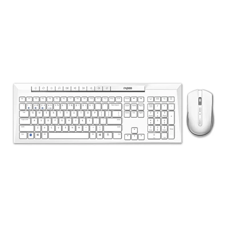 کیبورد و ماوس بی‌سیم و بلوتوث رپو مدل 8210M رنگ سفید