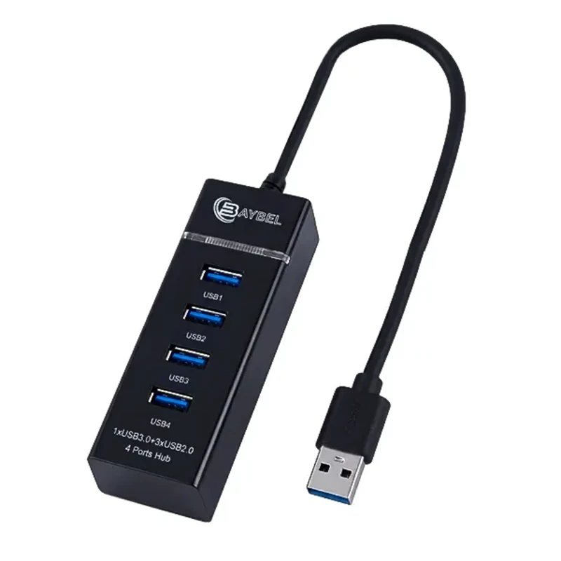 هاب ۴ پورت USB بایبل (BAYBEL) مدل H-92 (ترکیبی USB 3.0 و USB 2.0) طول ۳۰ سانتی‌متر