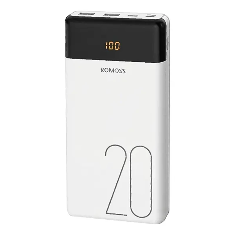 پاوربانک روموس ۲۰۰۰۰ میلی‌آمپر ۱۸ وات مدل Romoss LT20 دارای نمایشگر LED