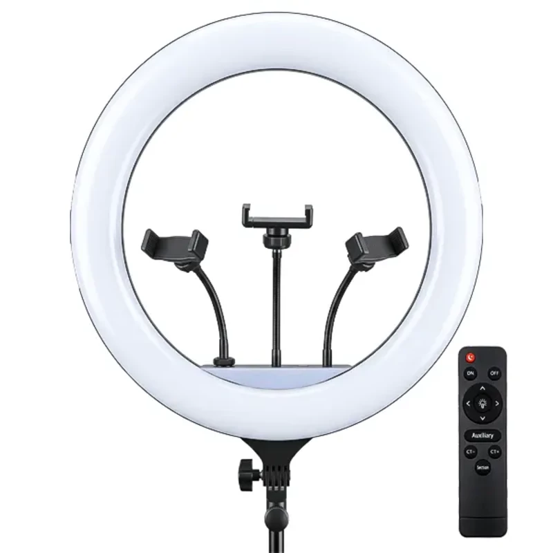 رینگ لایت ۱۸ اینچی هیرو (HERO) مدل YQ-460A | دارای ۳ هولدر موبایل، ریموت کنترل و آداپتور