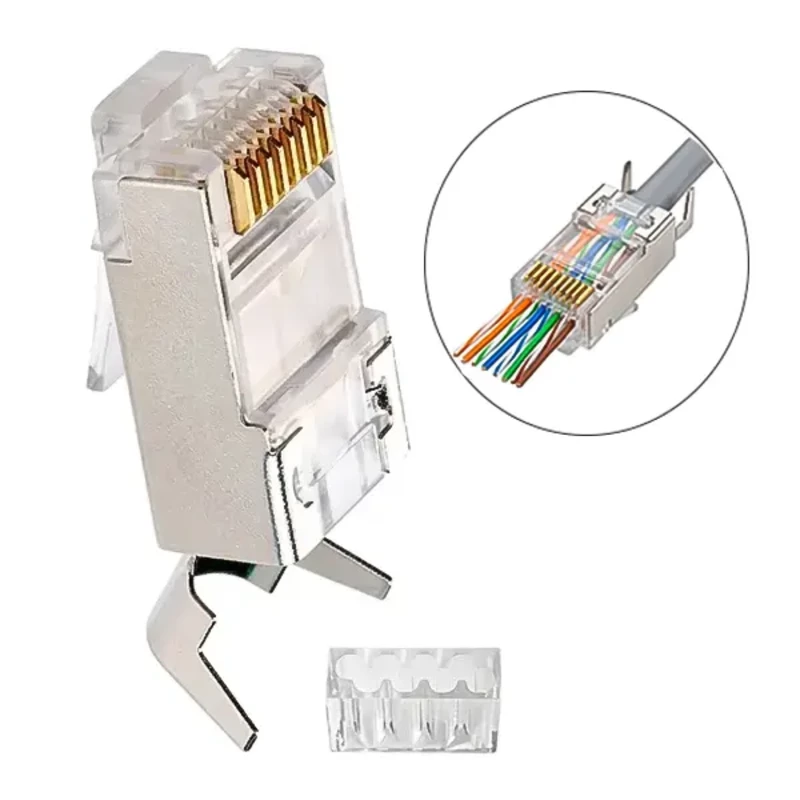 سوکت شبکه CAT7 SFTP شانه‌دار ته‌باز (Open End) - بسته ۲۰ عددی