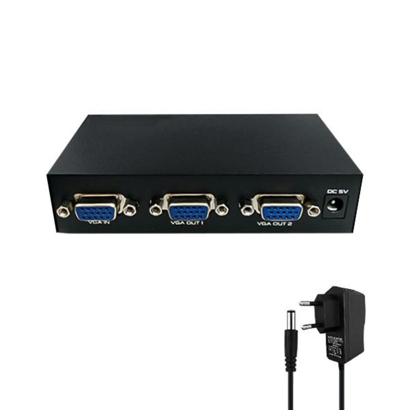 اسپلیتر VGA دو پورت مدل 2002 | 200MHz آداپتوردار با بدنه فلزی