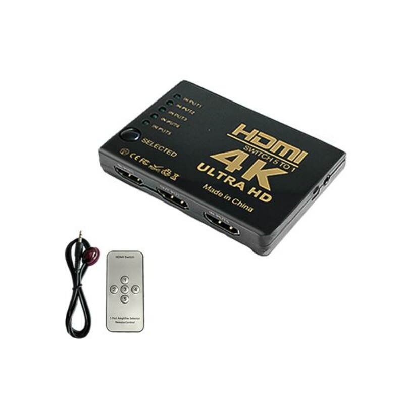 سوئیچ HDMI پنج پورت DTECH مدل 5 to 1 با کیفیت 4K Ultra HD به همراه ریموت کنترل