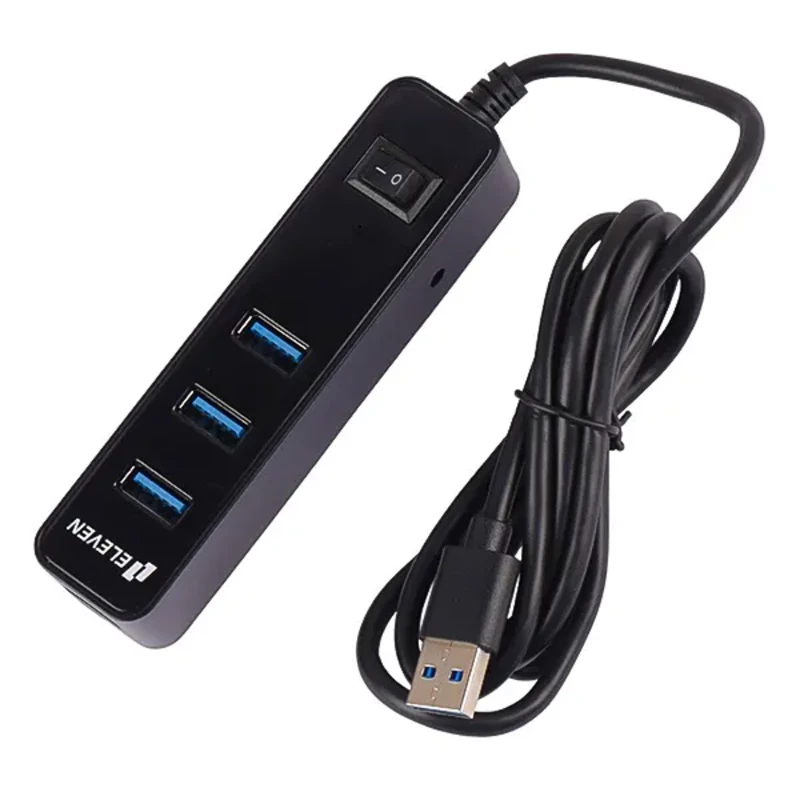 هاب ۴ پورت USB 3.0 ایلون مدل H302 طول کابل ۱.۲ متر کلید دار با پشتیبانی از آداپتور