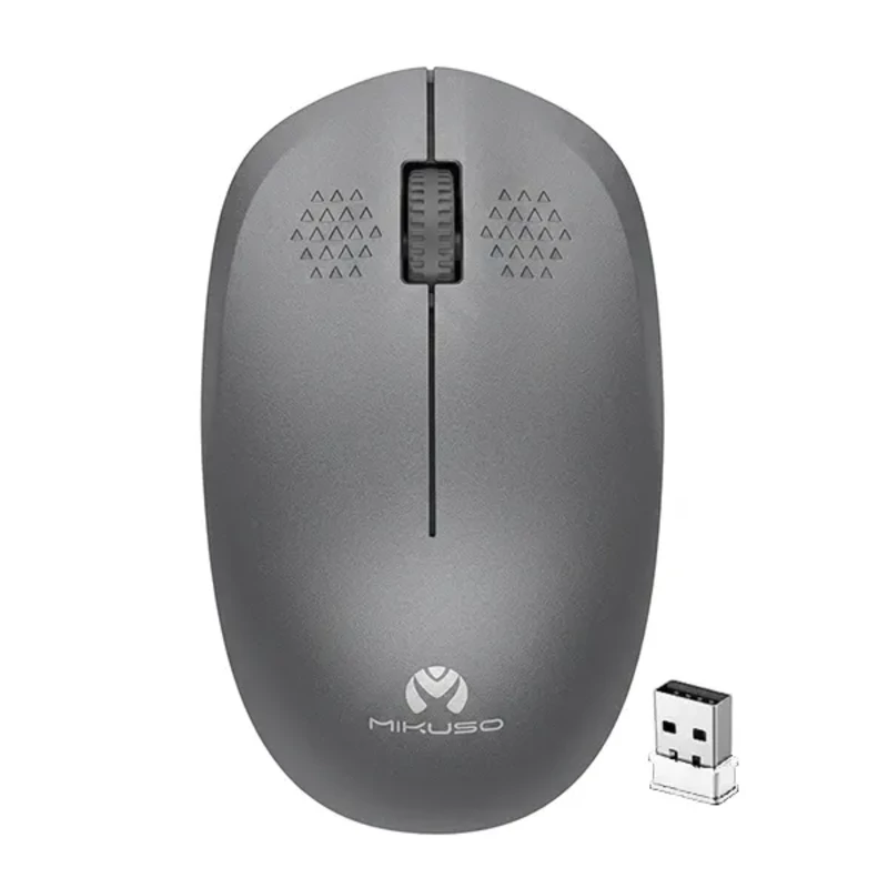 ماوس بی‌سیم میکوسو MIKUSO مدل MOS-W080 با دانگل نانو 2.4GHz رنگ طوسی
