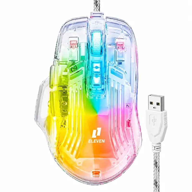 ماوس مخصوص بازی شفاف ایلون Eleven مدل ORBIT (دقت 12800DPI و کلیک سایلنت)