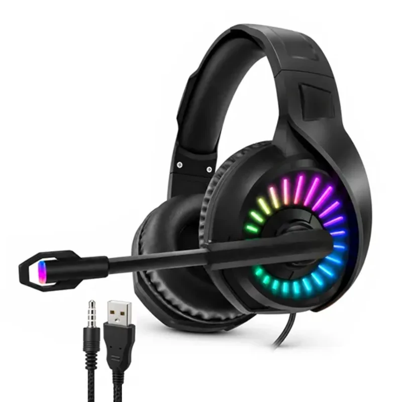 هدست گیمینگ باسیم مدل G2 با نورپردازی RGB چرخان و صدای فراگیر 4D استریو