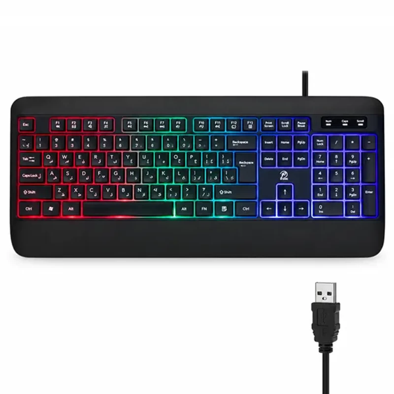 کیبورد گیمینگ باسیم پی نت مدل P-net KB-1400 با نورپردازی RGB