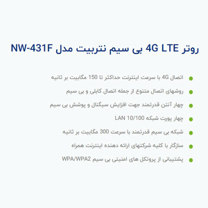 مودم سیمکارتی 4G LTE نتربیت مدل NW-431F