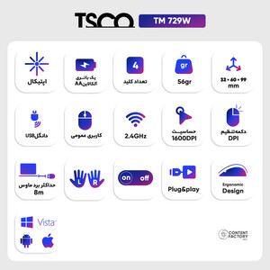 موس بی سیم تسکو مدل TM 729W