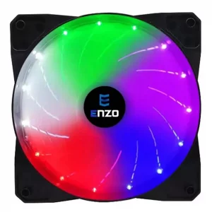 فن کیس انزو مدل FAN‑004 (سایز 12×12 سانتی‌متر) با نورپردازی RGB